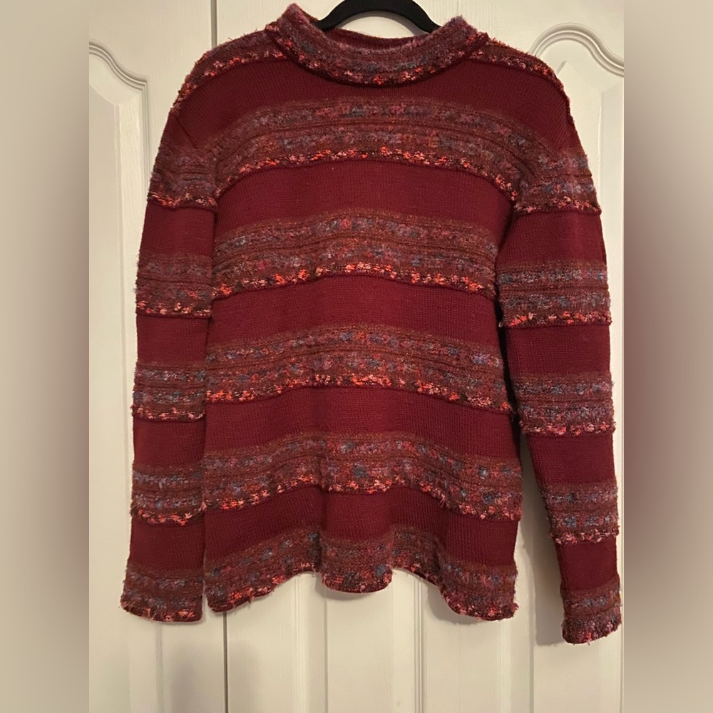 Women's Burgundy Striped Sweater